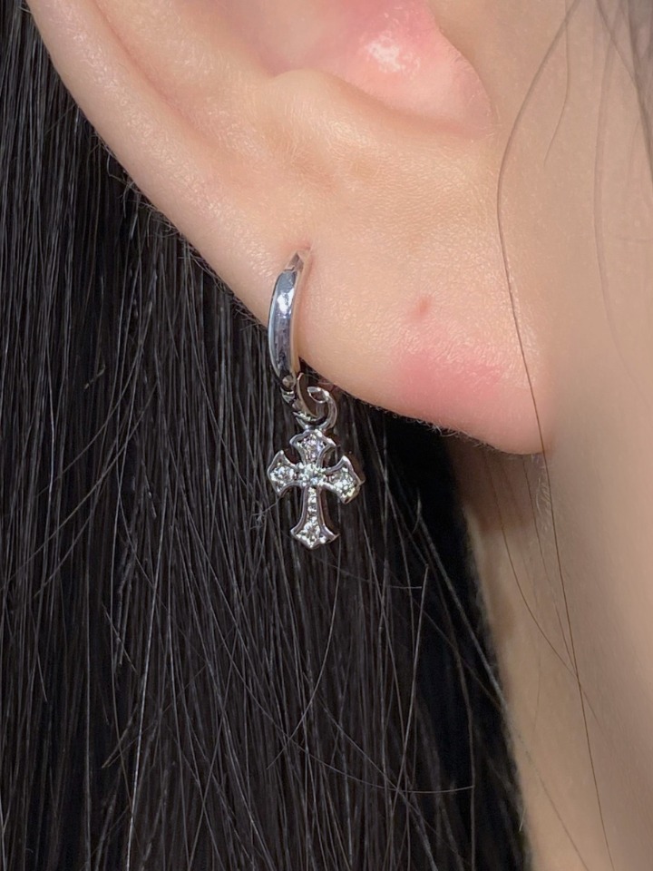 [Silver 925] cubic cross earring
