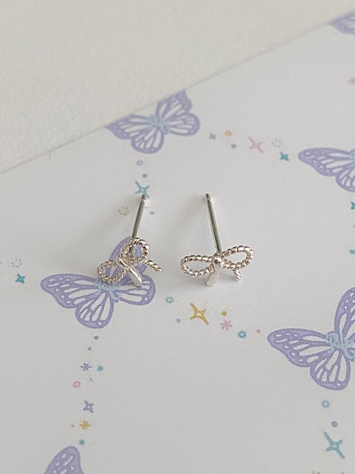 (Silver 925) mini ribbon earring