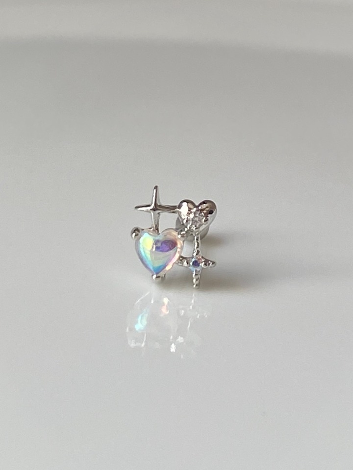 opal heart sparkle piercing
